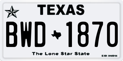 TX license plate BWD1870