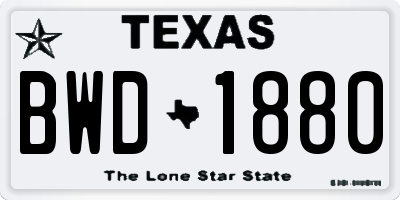 TX license plate BWD1880