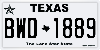 TX license plate BWD1889