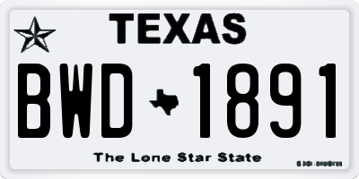 TX license plate BWD1891