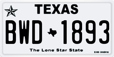 TX license plate BWD1893