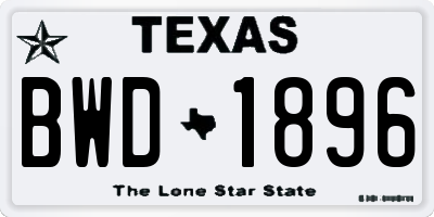 TX license plate BWD1896