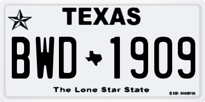TX license plate BWD1909