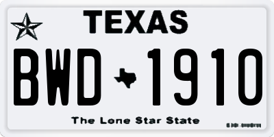 TX license plate BWD1910
