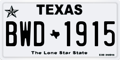 TX license plate BWD1915