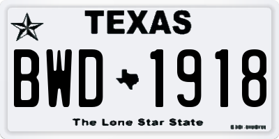 TX license plate BWD1918