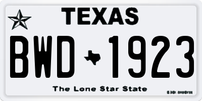 TX license plate BWD1923