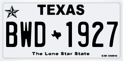TX license plate BWD1927