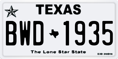TX license plate BWD1935