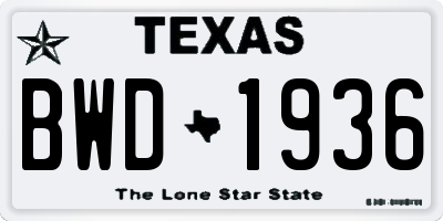 TX license plate BWD1936