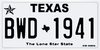 TX license plate BWD1941