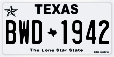 TX license plate BWD1942