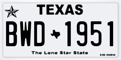 TX license plate BWD1951