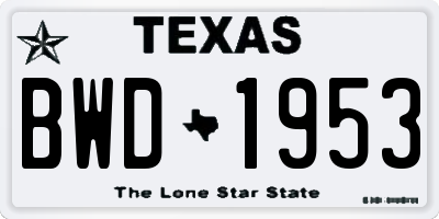 TX license plate BWD1953
