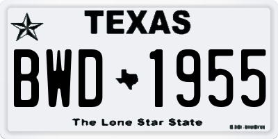 TX license plate BWD1955