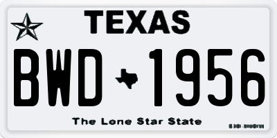 TX license plate BWD1956