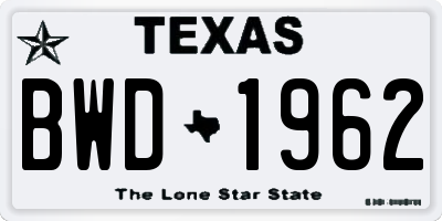 TX license plate BWD1962