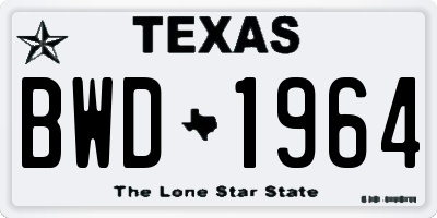 TX license plate BWD1964