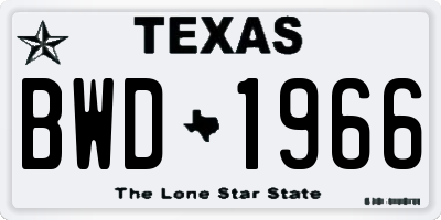 TX license plate BWD1966