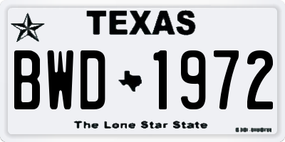 TX license plate BWD1972