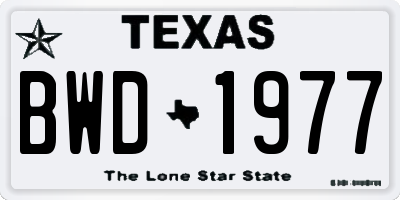 TX license plate BWD1977