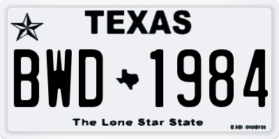 TX license plate BWD1984