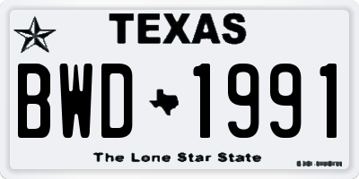 TX license plate BWD1991