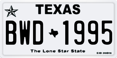 TX license plate BWD1995