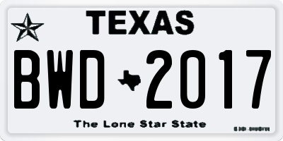 TX license plate BWD2017
