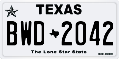 TX license plate BWD2042