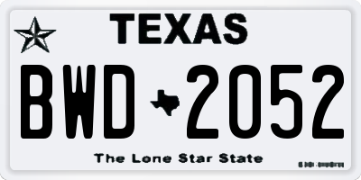 TX license plate BWD2052