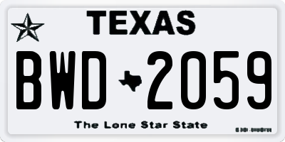 TX license plate BWD2059