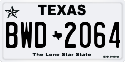 TX license plate BWD2064