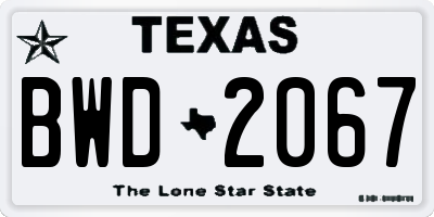 TX license plate BWD2067