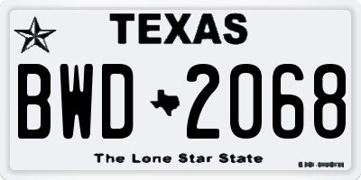 TX license plate BWD2068