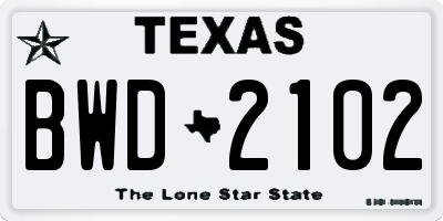TX license plate BWD2102