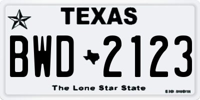TX license plate BWD2123
