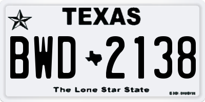 TX license plate BWD2138