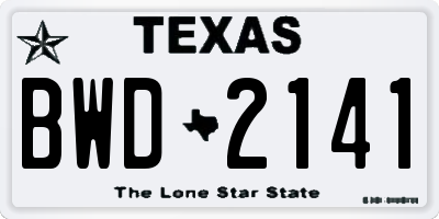 TX license plate BWD2141