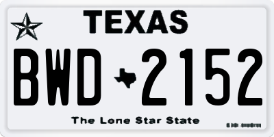 TX license plate BWD2152