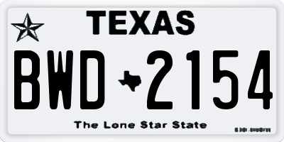 TX license plate BWD2154