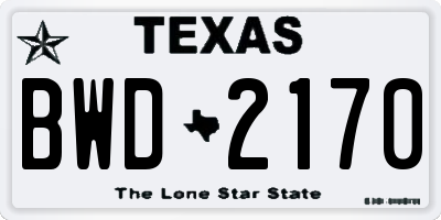 TX license plate BWD2170