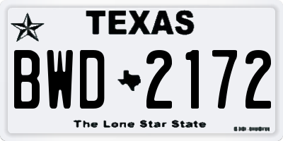 TX license plate BWD2172