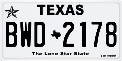 TX license plate BWD2178