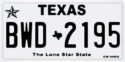 TX license plate BWD2195