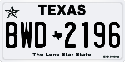 TX license plate BWD2196