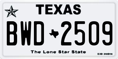 TX license plate BWD2509