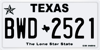 TX license plate BWD2521