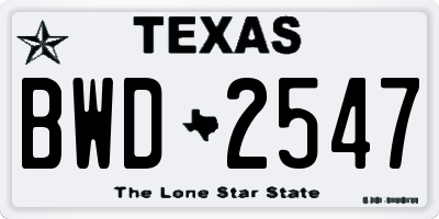 TX license plate BWD2547