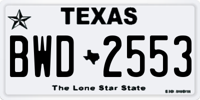 TX license plate BWD2553